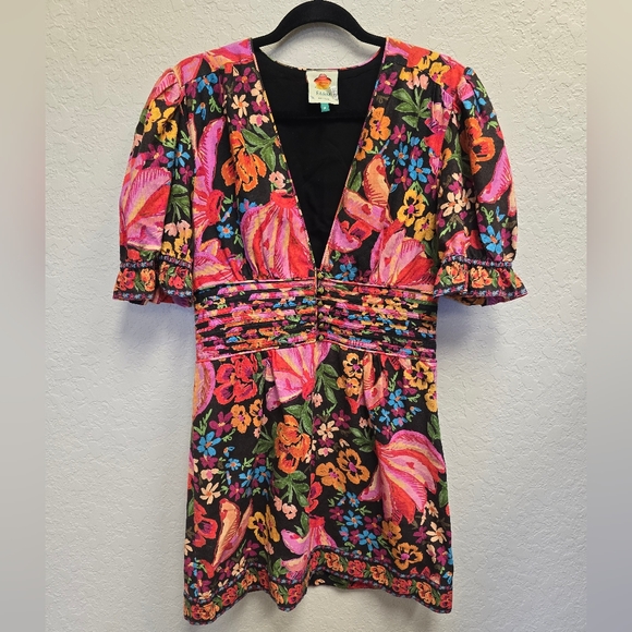 FARM Rio Vibrant Floral Puff Sleeve Dress - Picture 5 of 14
